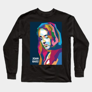 Abstract Geometric Joan Baez in WPAP Popart Long Sleeve T-Shirt